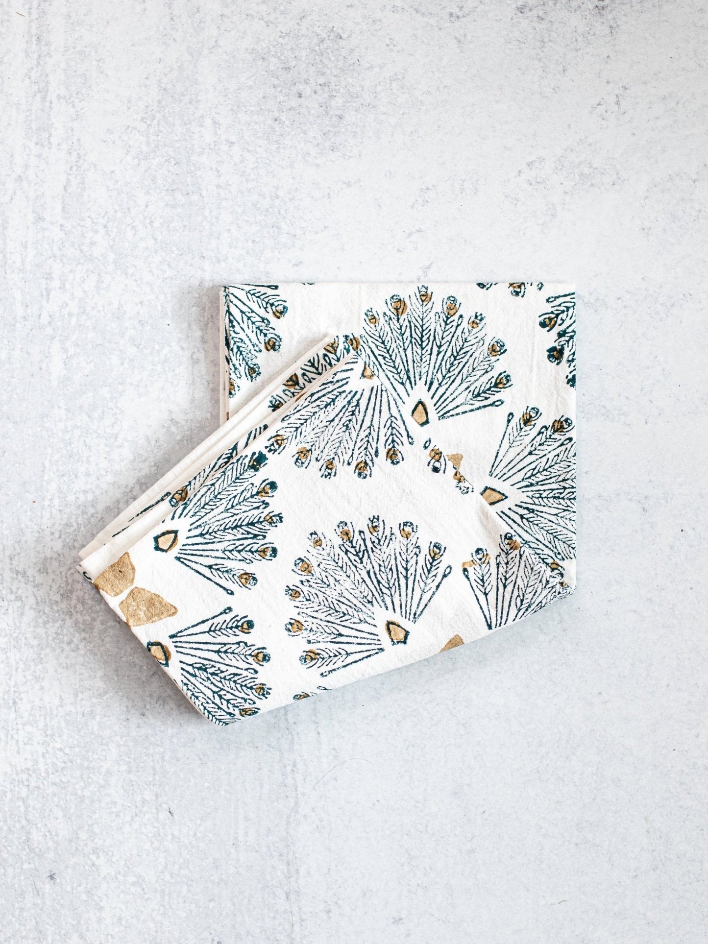 Tea Towel (Ivory) - Peacock Paradise - Midnight