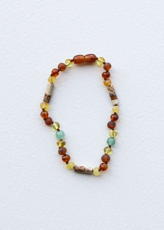 Baltic Sea Amber + Aventurine + Striped Agate - Anklet or Bracelet