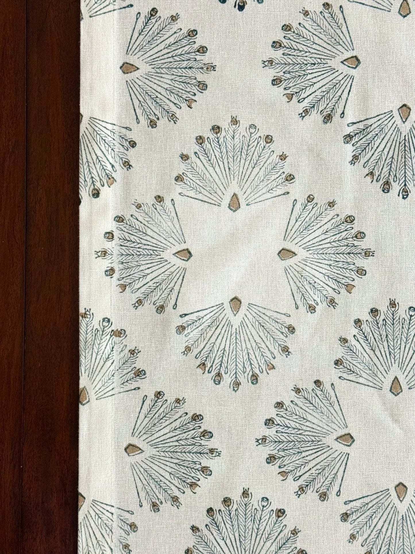 Table Runner (Ivory) - Peacock Paradise - Midnight