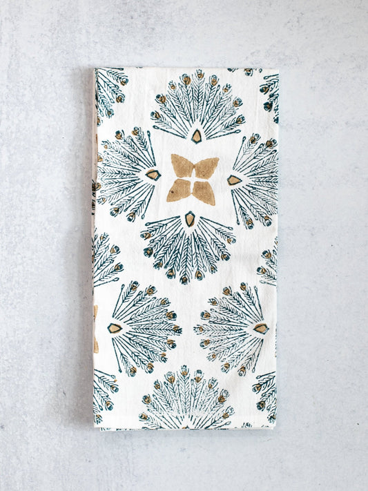Tea Towel (Ivory) - Peacock Paradise - Midnight